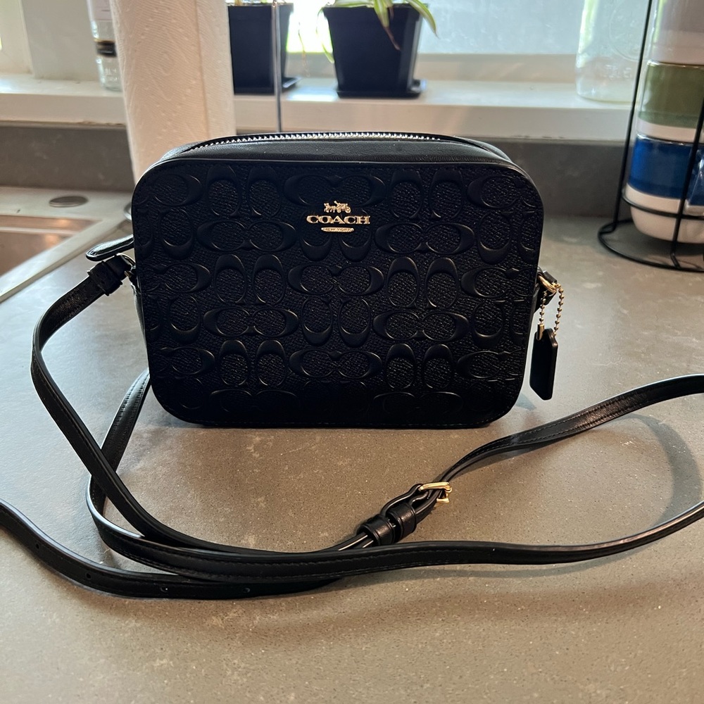 Coach Black Mini Camera Bag in Signature Leather